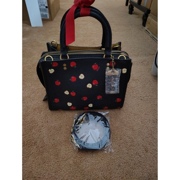 Coach Black Apple Print Leather Rogue 25 - Picture 4 of 8